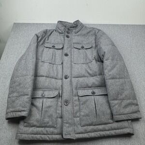 Nautica Coat Mens Sz XL Wool Full Zip Button Gray Cargo Pockets Winter Jacket